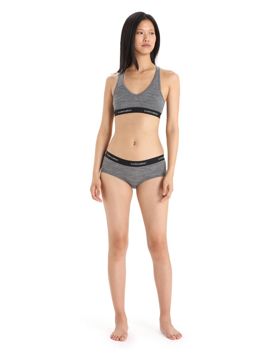 Gritstone Heather Women's Icebreaker Merino Sprite Racerback Bras | USA 1814JPQJ